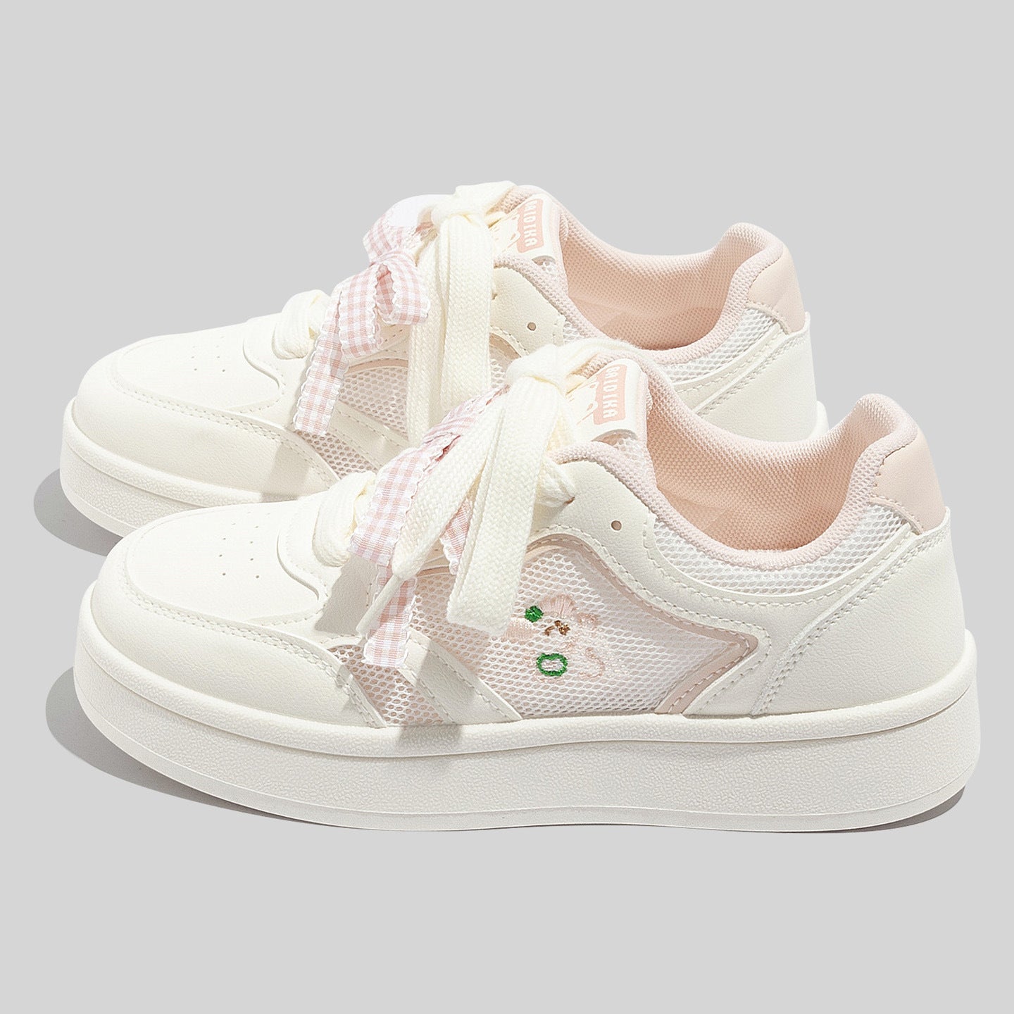 Women's Breathable Laced Up White Mesh Sneakers