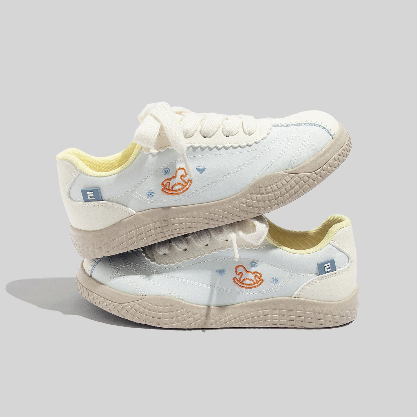 Women's Stylish Laced Up Blue Leather Sneakers