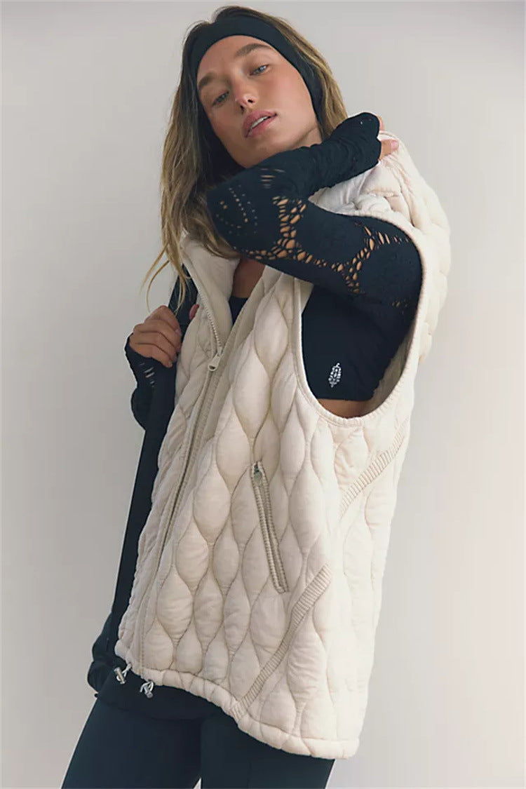 Women’s Lightweight Hooded Puffer Vest – Short Sleeve Quilted Jacket