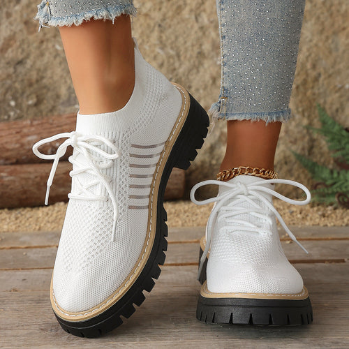 Women’s Lace Up Mesh Sneakers – Breathable Running Shoes With Grip Sole