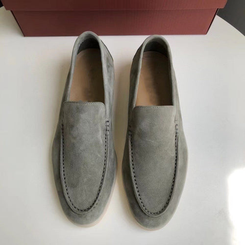 Mens Classic Brown Suede Loafers Slip-On – Casual Elegant Shoes