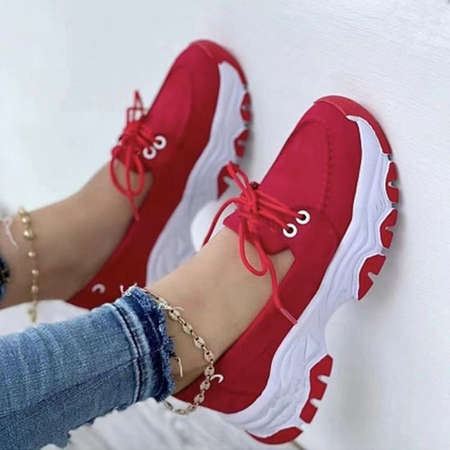 Women’s Slip On Suede Platform Sneakers – Comfortable Casual Shoes