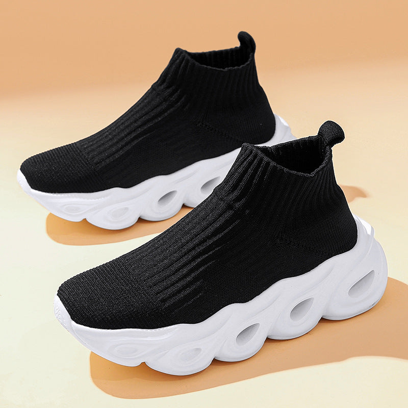 Women's Sock Style Ankle Sneakers With White Sole Lightweight Fit