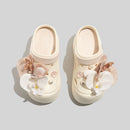 Women's Stylish Clogs With Floral Accessories And Beads