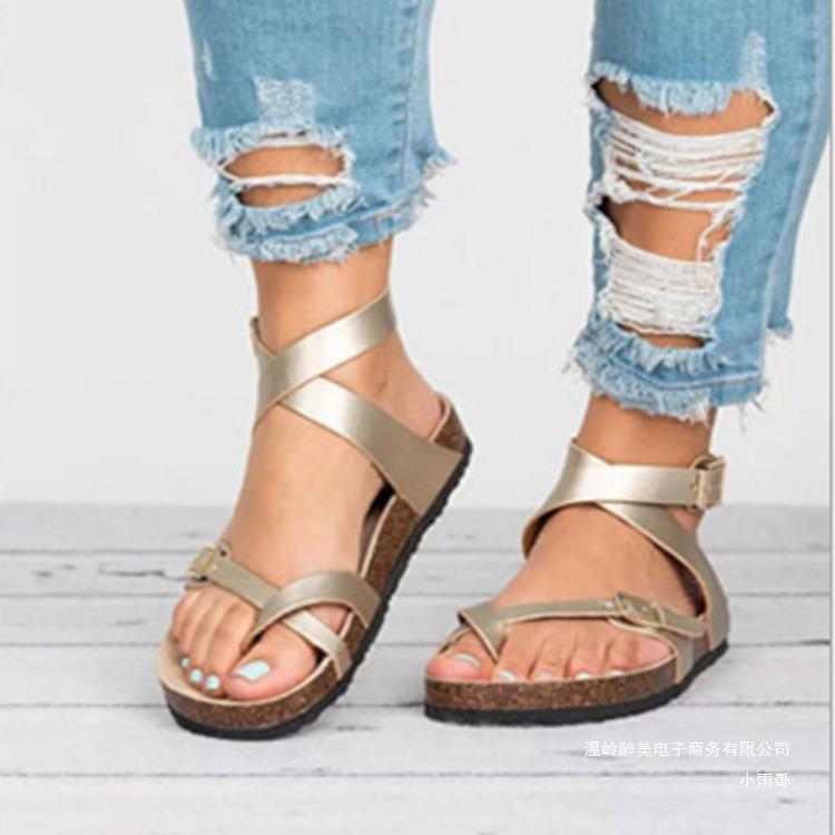 Women's Open-Toe Cross Strap Leather Sandals – Elegant Comfort Fit