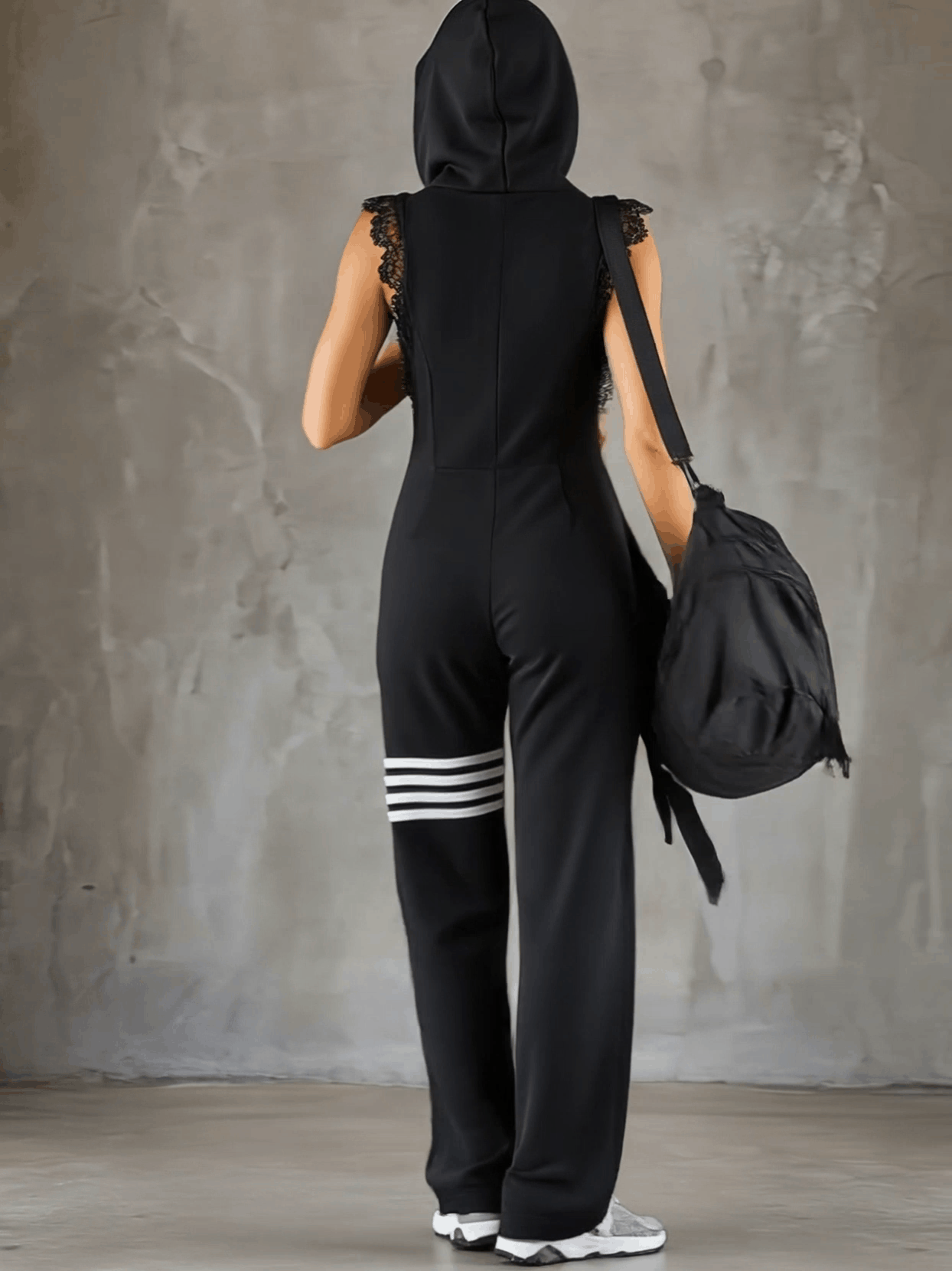 Women’s Sleeveless Long Jumpsuit - Hoodie Striped Casual Outfit