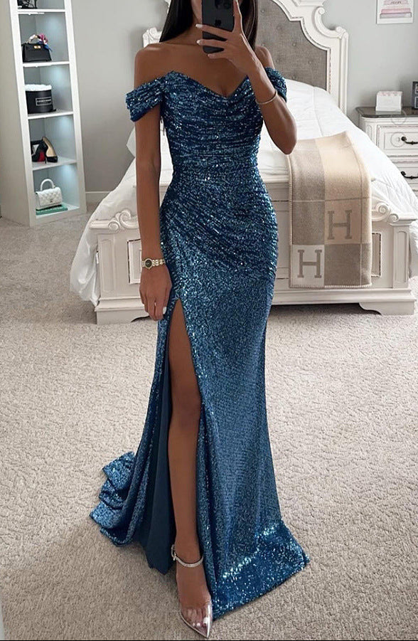 Off-the-Shoulder Sequin Maxi Dress: Dazzle at Evening Events 2