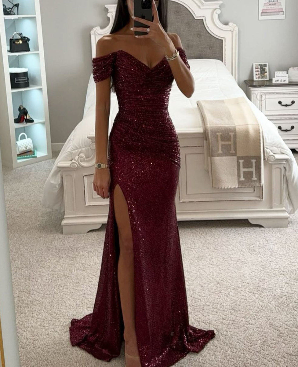 Off-the-Shoulder Sequin Maxi Dress: Dazzle at Evening Events 3