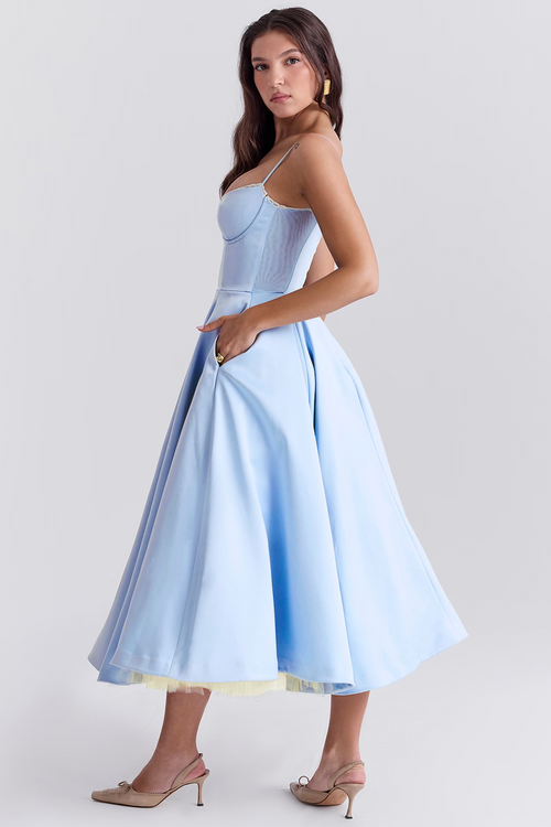 Pink Satin Midi Dress: Flattering Fit for Weddings & Special Events 2