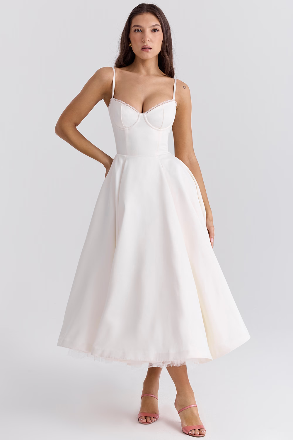 Pink Satin Midi Dress: Flattering Fit for Weddings & Special Events 5