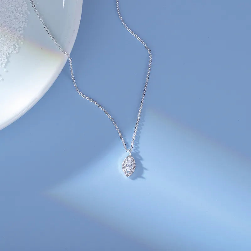 Women's Teardrop Sterling Silver Necklace – Minimalist Water Drop Pendant
