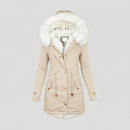 Women’s Winter Parka – Faux Fur Hood and Belted Design