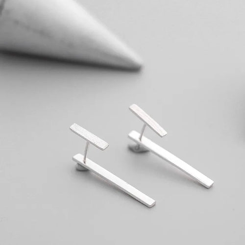 Women's Geometric Silver Statement Earrings – Trendy Bold Fashion Jewelry