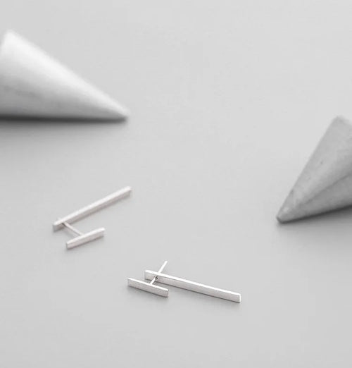 Women's Geometric Silver Statement Earrings – Trendy Bold Fashion Jewelry