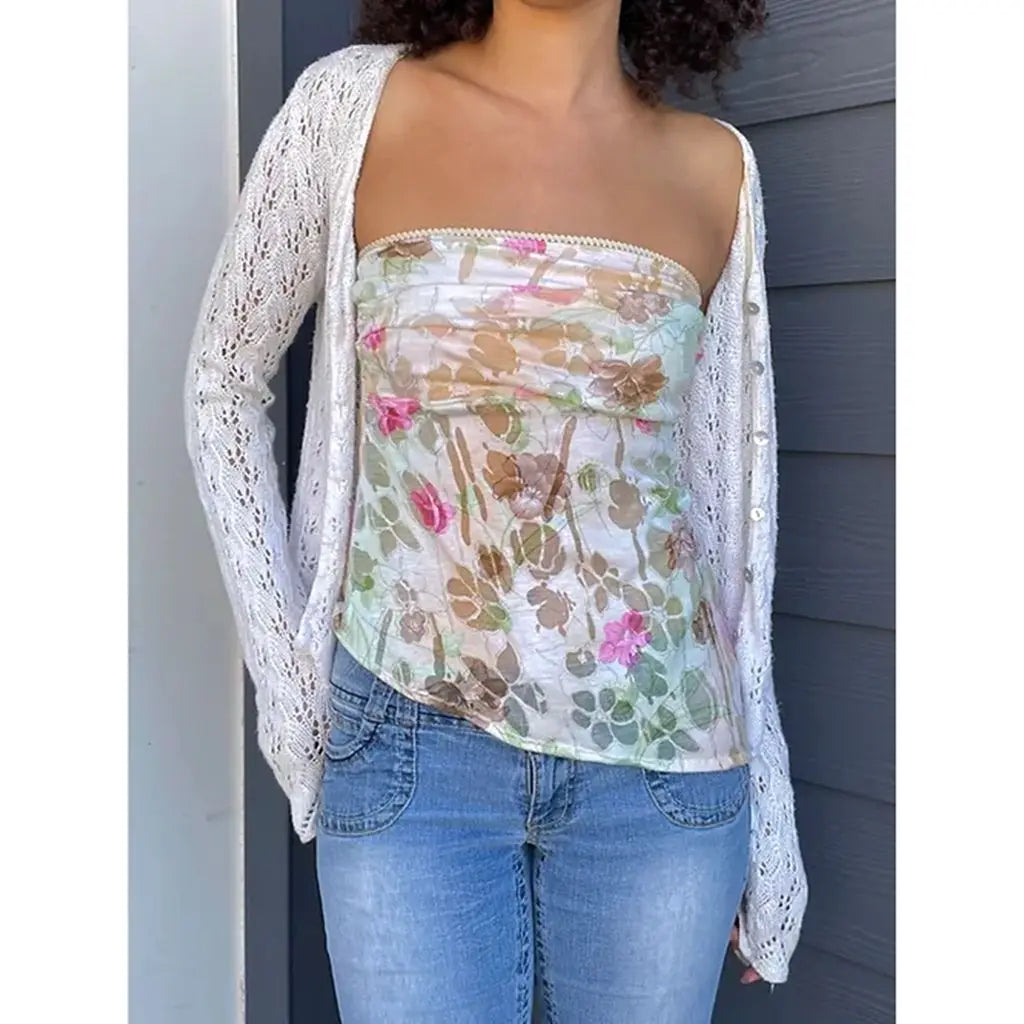 Aesthetic Flower Clubwear Strapless