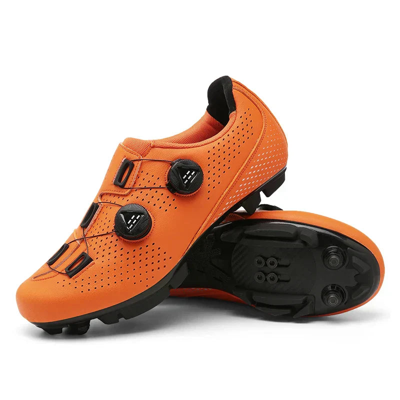 Orange Mens Mountain Self-Locking Cycling Shoes – MTB Clip-In Bike Shoes