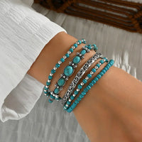 Women's Elegant Layered Turquoise Beaded Bracelet – Multi-Strand Wrist Jewelry