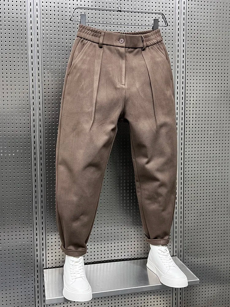Dark Grey Pleated Men's Trousers – Elegant Tailored Office Pants