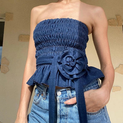 Aesthetic Knitted Folded Strapless