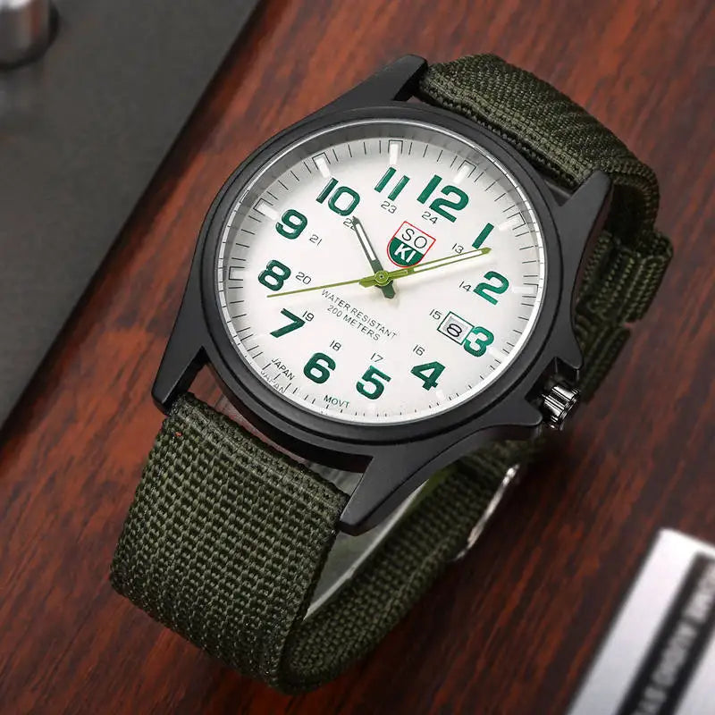 Men’s Military-Style Brown Wristwatch – Rugged Tactical Leather Watch