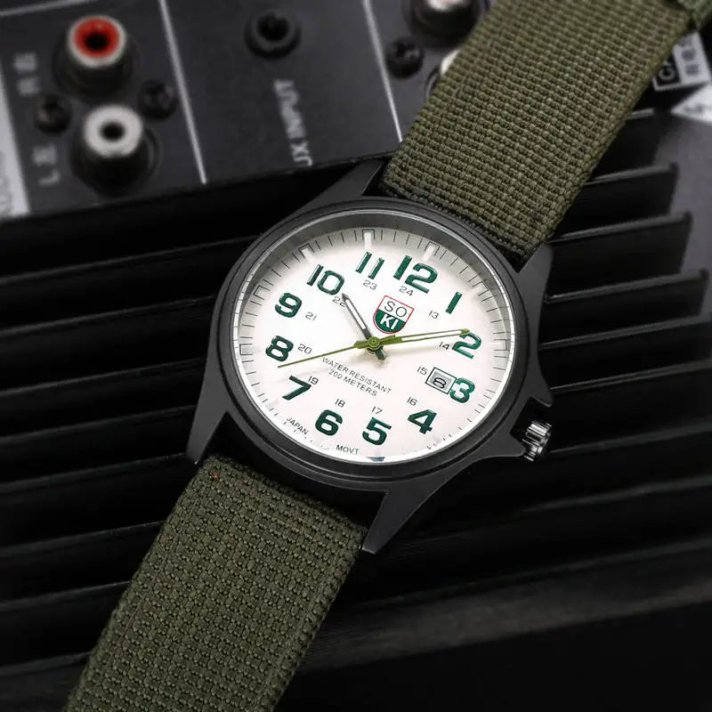 Men’s Military-Style Brown Wristwatch – Rugged Tactical Leather Watch