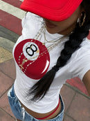 8th Ball Art Pattern Red T-shirt
