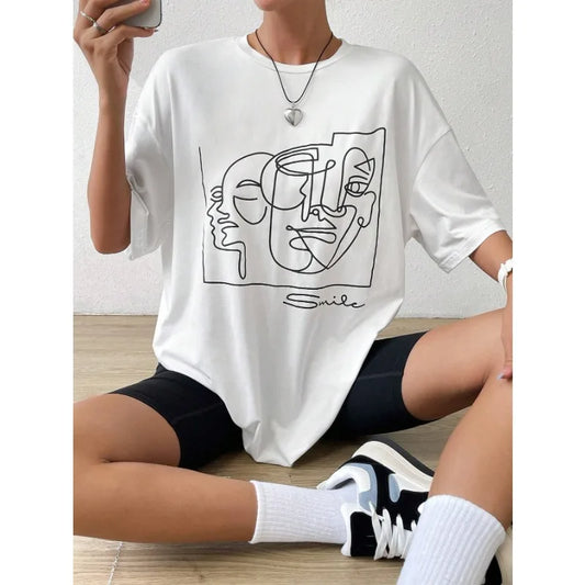 Abstract Line Graphic Cotton T-shirt