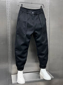 Dark Grey Pleated Men's Trousers – Elegant Tailored Office Pants