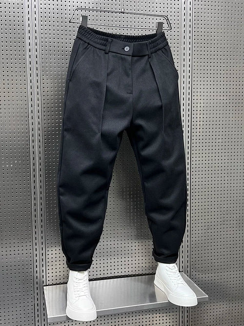 Dark Grey Pleated Men's Trousers – Elegant Tailored Office Pants