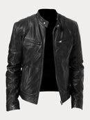Mens Black Leather Biker Jacket Premium Moto Style – Slim Fit Coat