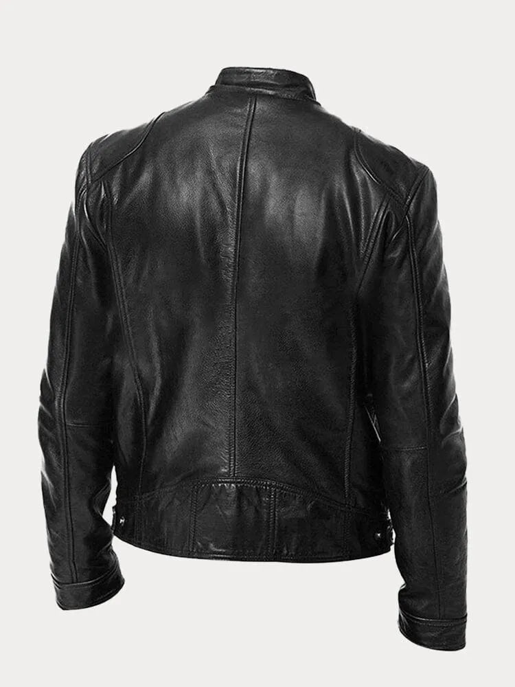 Mens Black Leather Biker Jacket Premium Moto Style – Slim Fit Coat