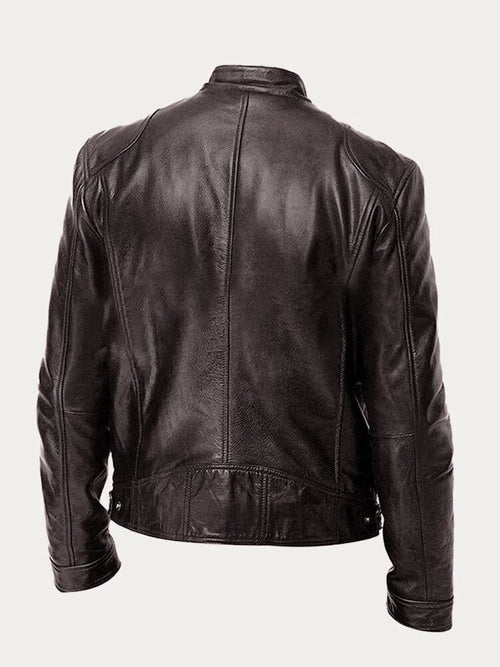 Mens Black Leather Biker Jacket Premium Moto Style – Slim Fit Coat