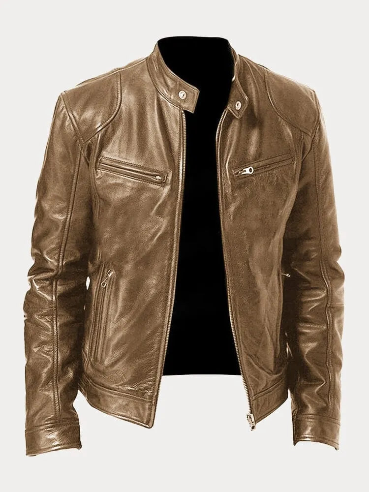 Mens Black Leather Biker Jacket Premium Moto Style – Slim Fit Coat