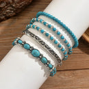 Women's Elegant Layered Turquoise Beaded Bracelet – Multi-Strand Wrist Jewelry