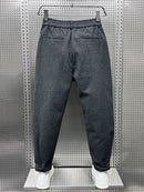 Dark Grey Pleated Men's Trousers – Elegant Tailored Office Pants