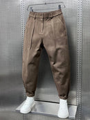 Dark Grey Pleated Men's Trousers – Elegant Tailored Office Pants