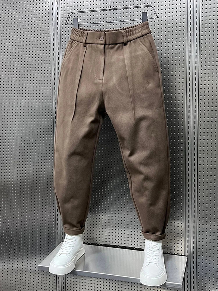 Dark Grey Pleated Men's Trousers – Elegant Tailored Office Pants