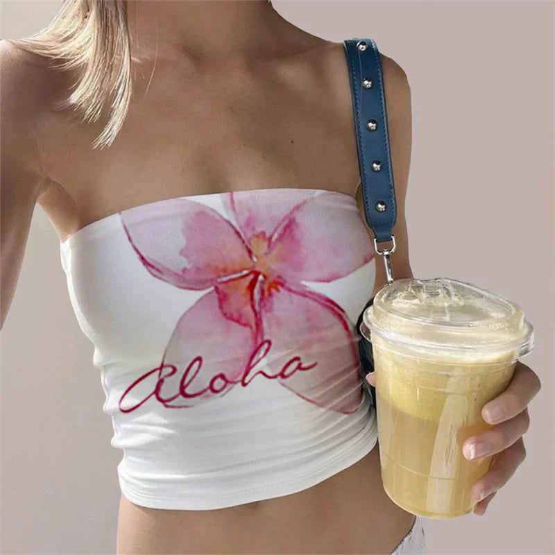 Aesthetic Flower Print Strapless