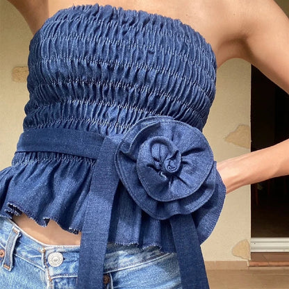 Aesthetic Knitted Folded Strapless