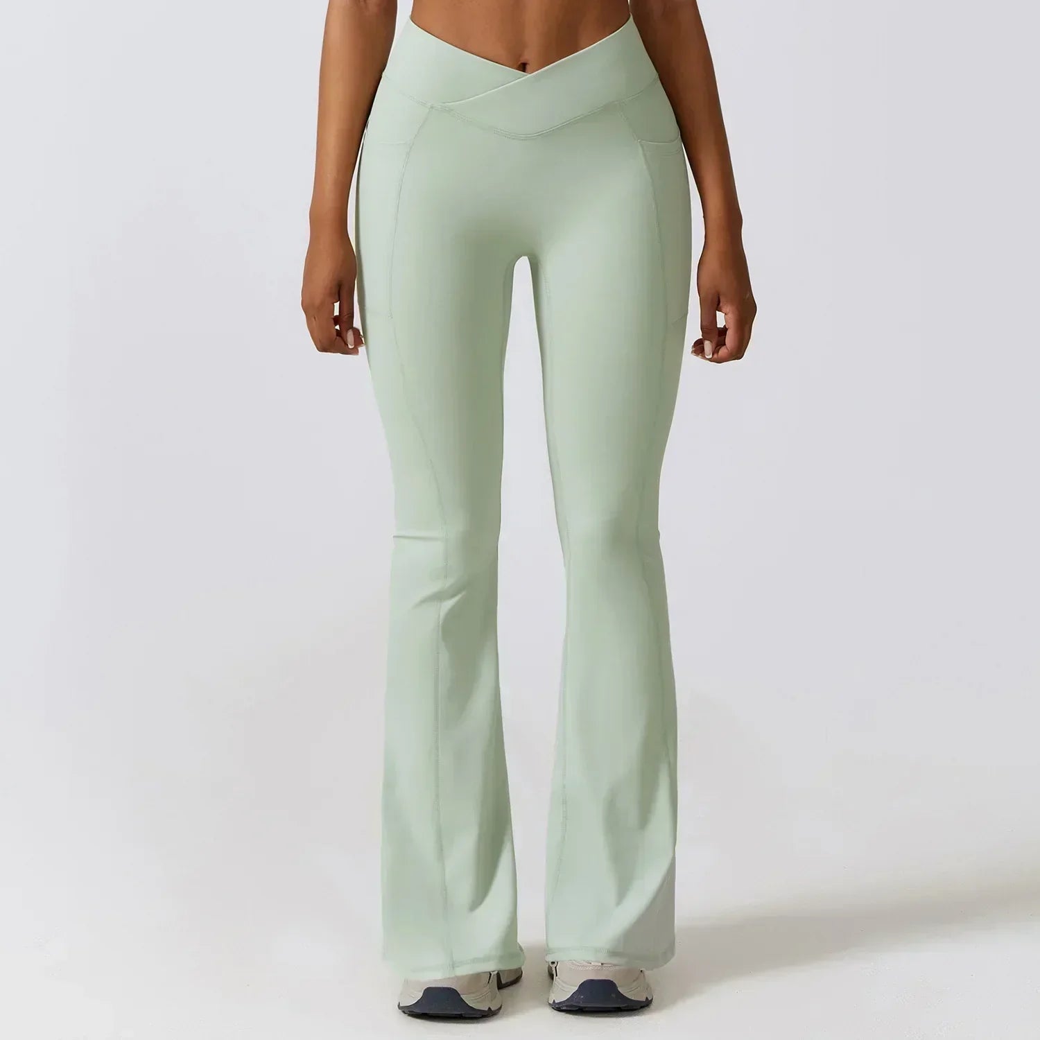 Women's High-Waist Flared Leggings Pants – Stretch Wide-Leg Yoga Trousers