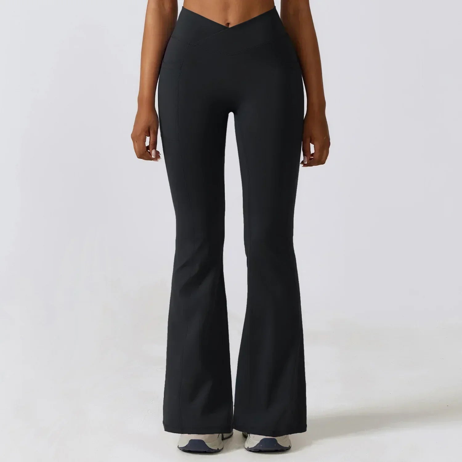 Women's High-Waist Flared Leggings Pants – Stretch Wide-Leg Yoga Trousers
