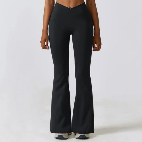 Women's High-Waist Flared Leggings Pants – Stretch Wide-Leg Yoga Trousers