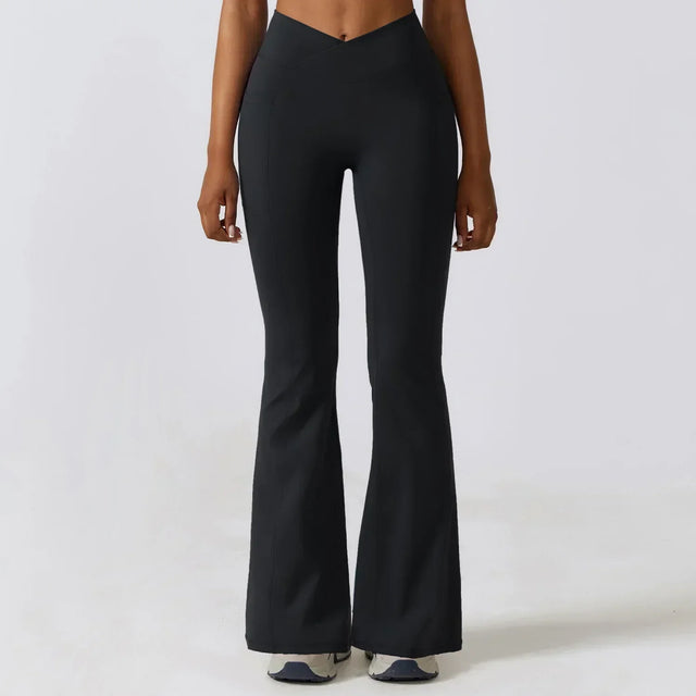 Women's High-Waist Flared Leggings Pants – Stretch Wide-Leg Yoga Trousers