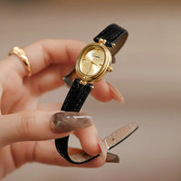 Women's Gold Dial Wrist Watch – Leather Strap Elegant Timepiece