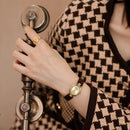 Women's Gold Dial Wrist Watch – Leather Strap Elegant Timepiece