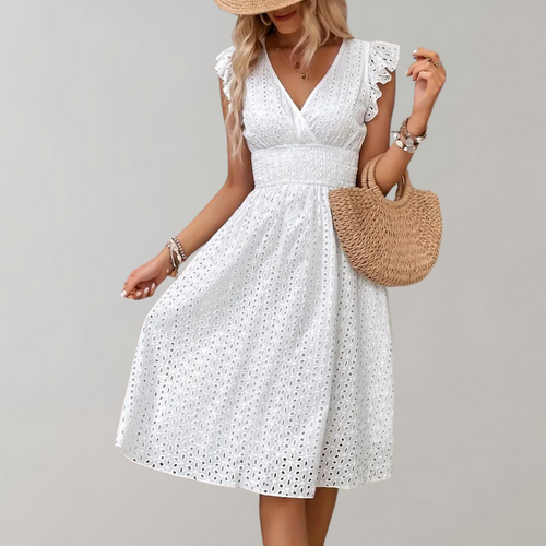 Sleeveless Summer Dress with Ruffles – Elegant White Dress for Warm Days 1