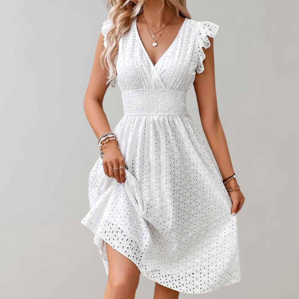 Sleeveless Summer Dress with Ruffles – Elegant White Dress for Warm Days 2