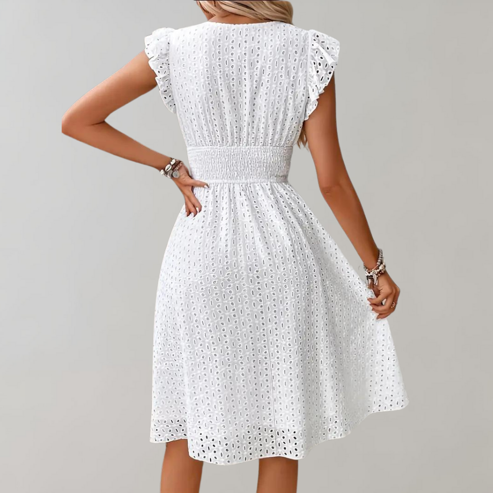 Sleeveless Summer Dress with Ruffles – Elegant White Dress for Warm Days 4