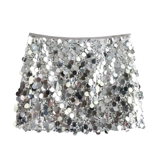 Sparkling Sequin Mini Skirt with Elastic Waistband – Perfect for Parties and Special Occasions 0
