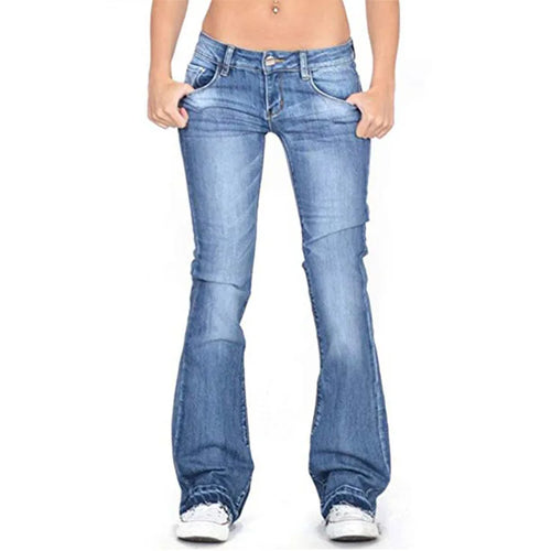 Women's Low Rise Flared Jeans – Vintage Bell Bottom Denim Pants